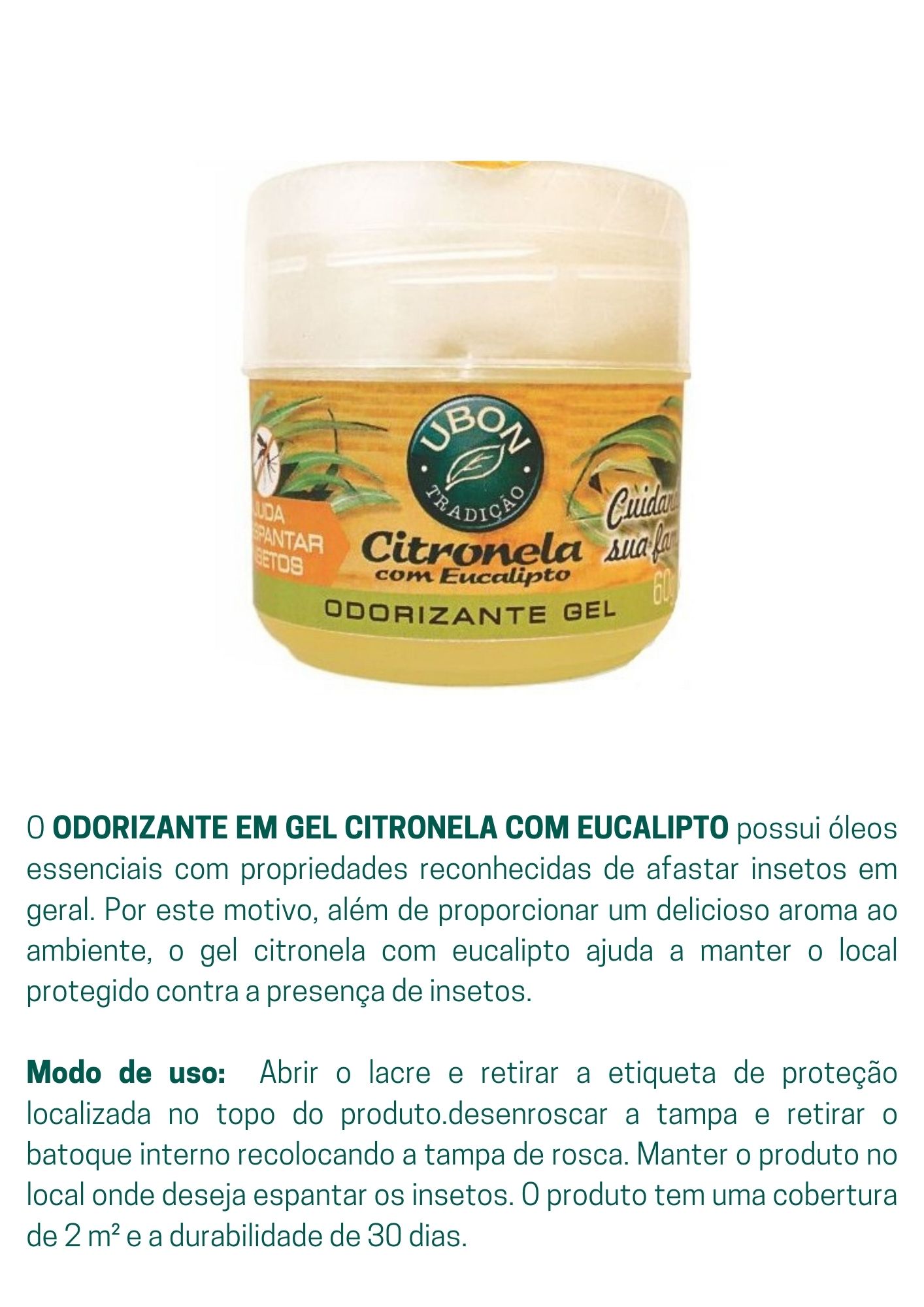 Odorizante em gel Citronela com Eucalipto 60g