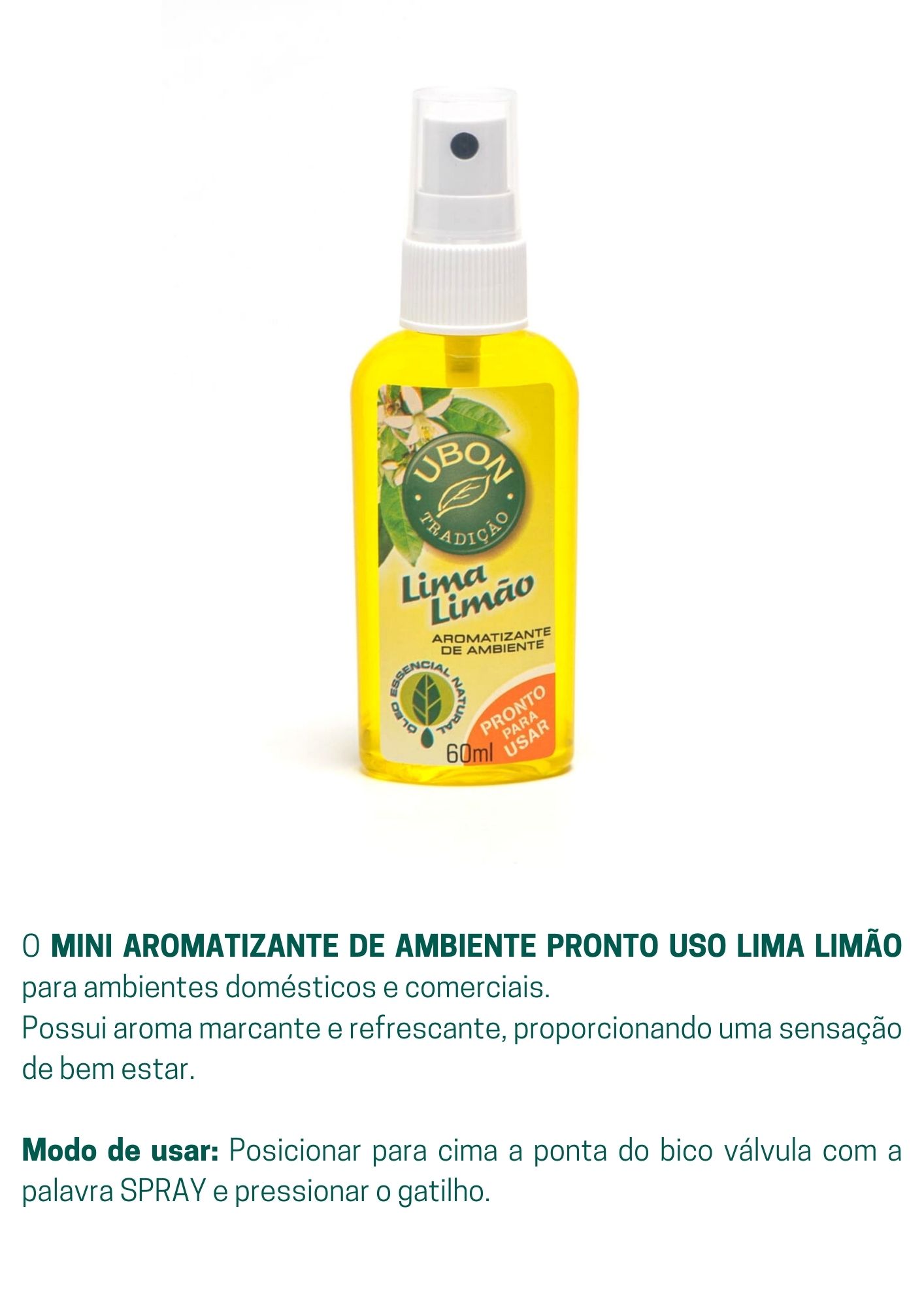 Mini Aromatizante de ambiente Pronto Uso Lima Limão 60ml