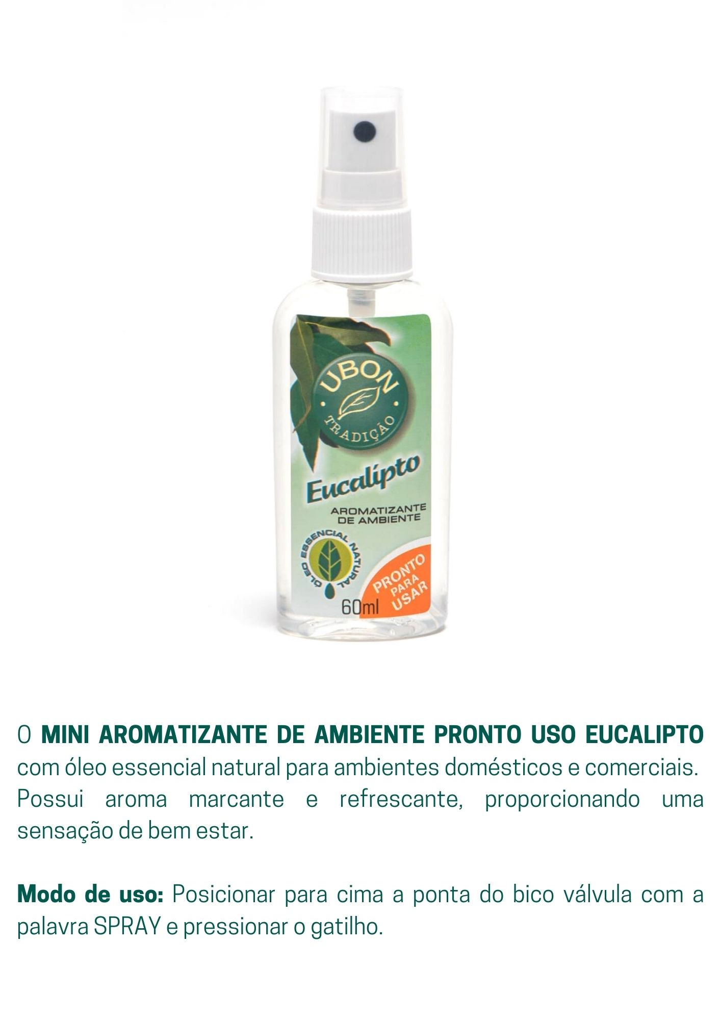 Mini Aromatizante de ambiente Pronto Uso Eucalipto 60ml