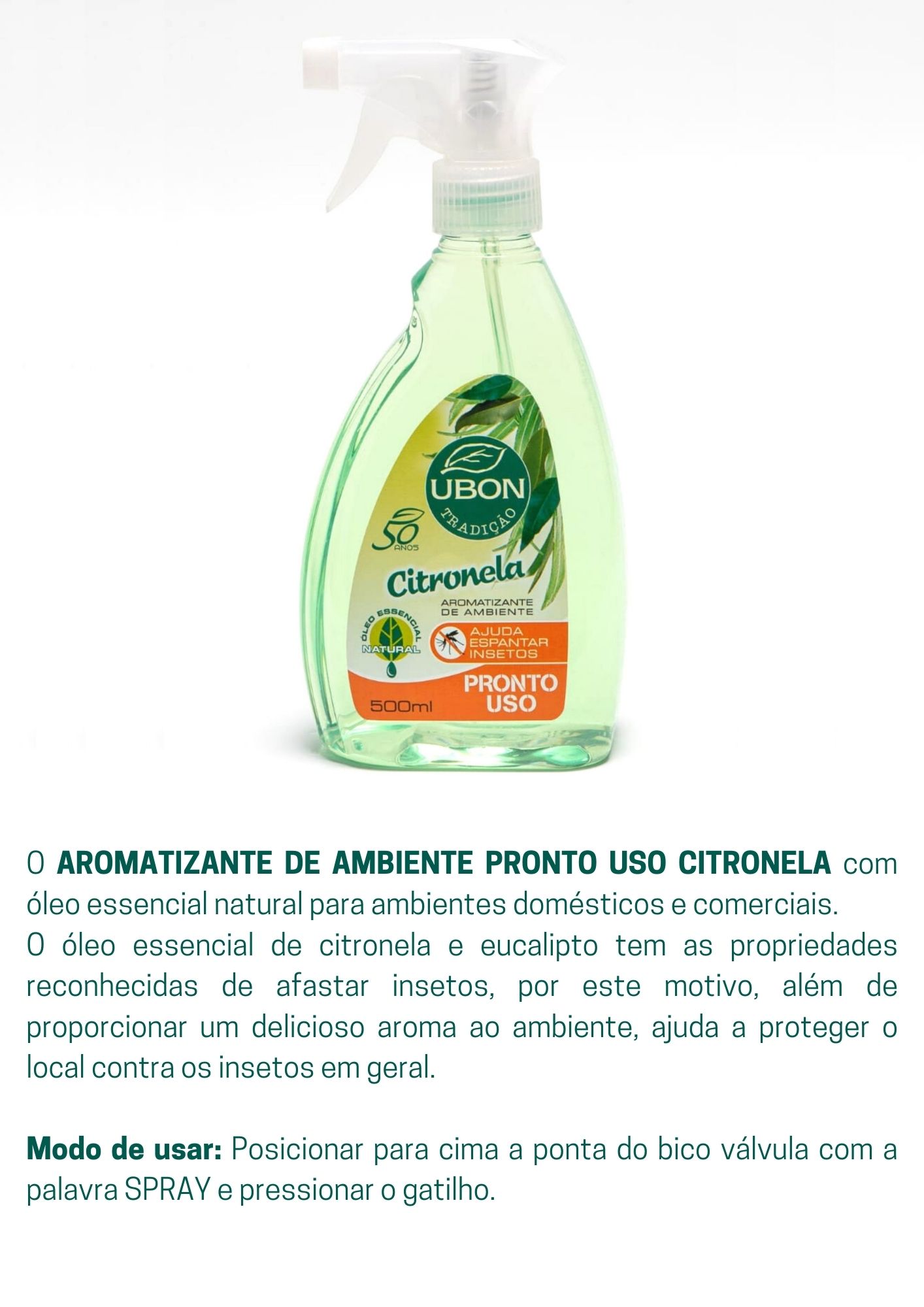 Aromatizante de ambiente Pronto Uso Citronela 500ml