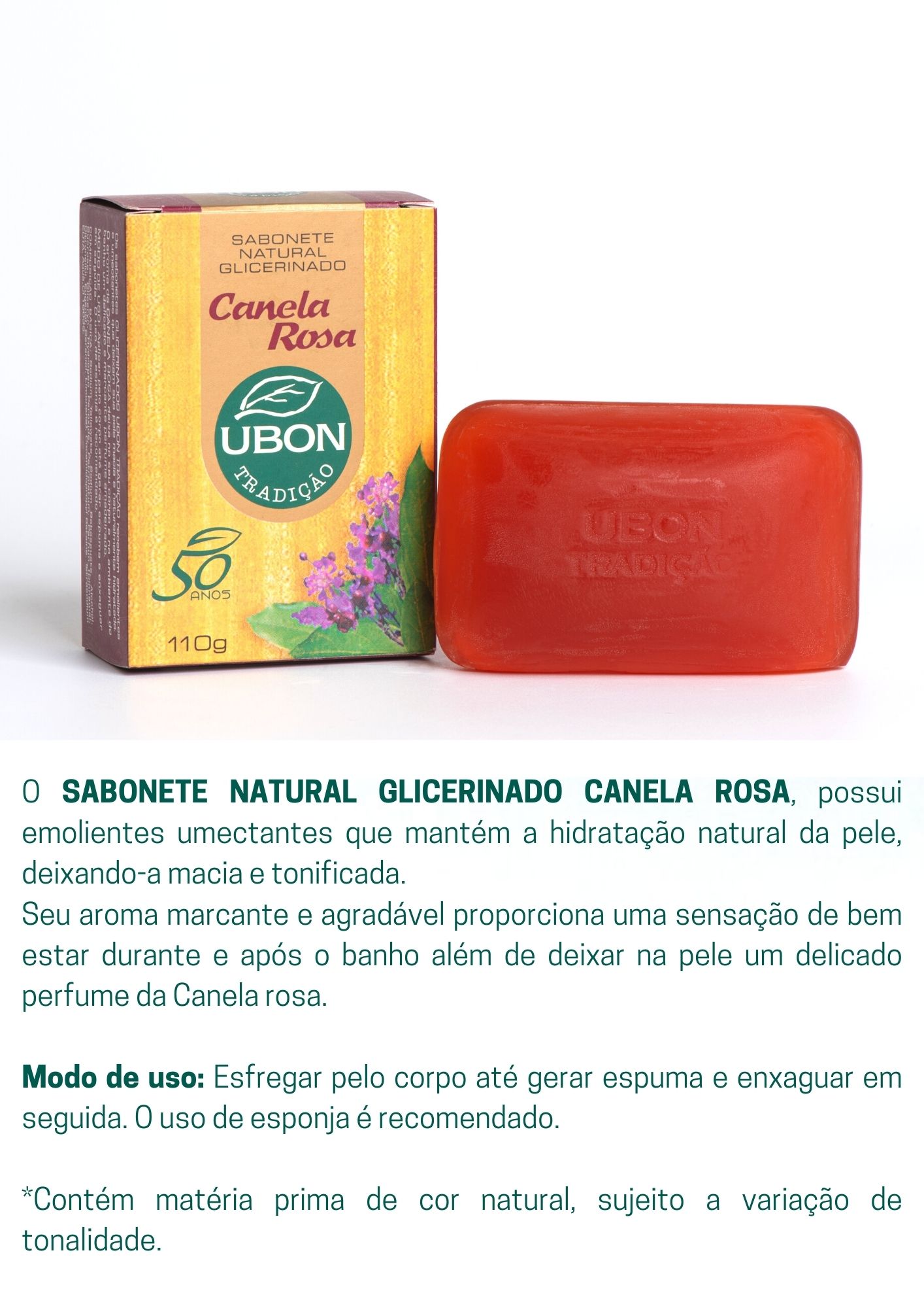 Sabonete Natural Glicerinado Canela Rosa 110g